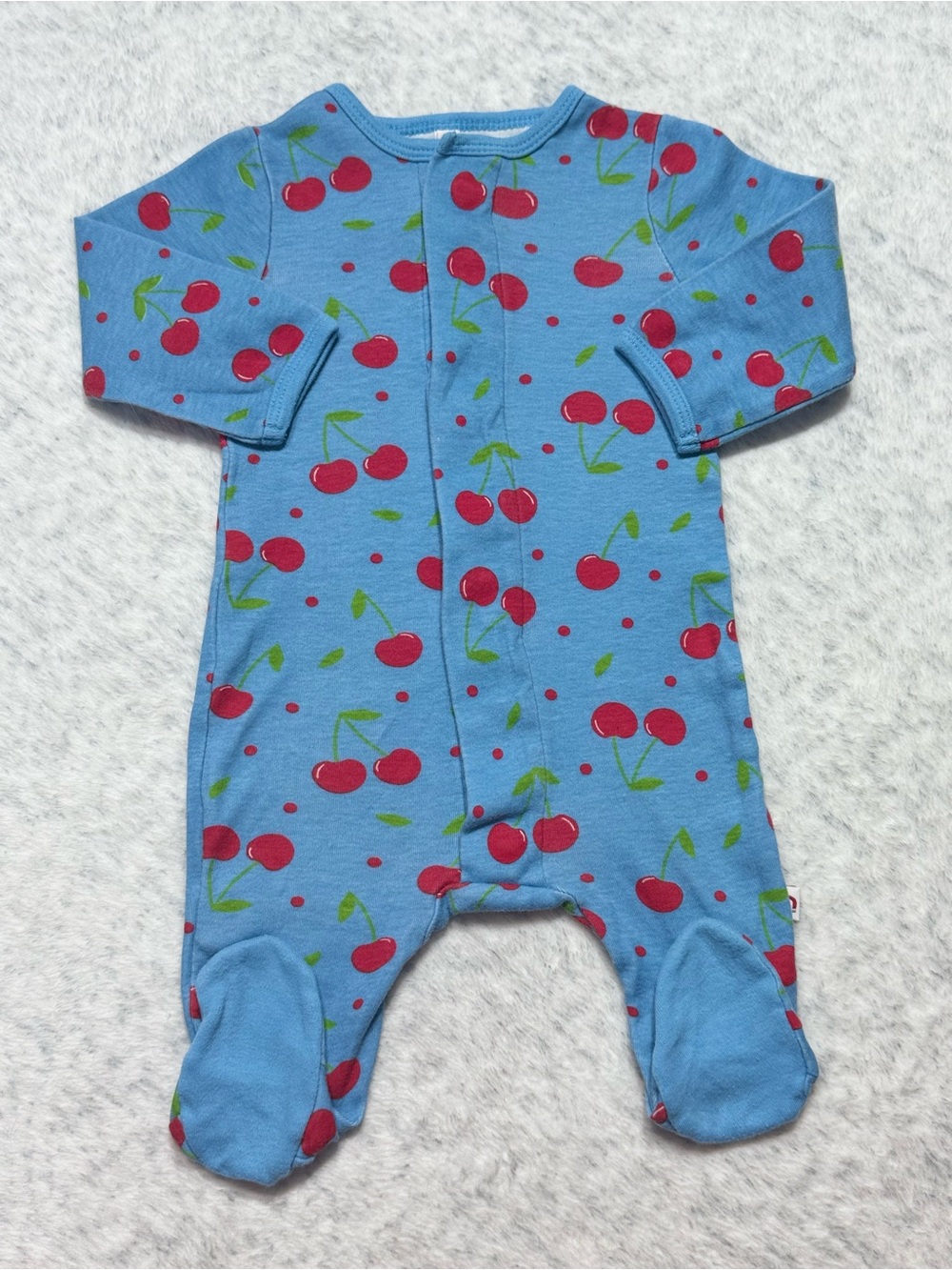 Magnetic Me Blue Cherry Footie Sleeper 3-6M Baby Organic Cotton Fruit Neutral